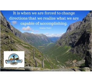 It is when we are forced to change directions that we realize what we are capable of accomplishing 